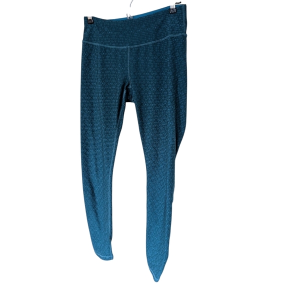 prAna Misty Yoga Leggings Jacquard Print Teal Low Rise Yoga Women's size Small - Picture 3 of 14
